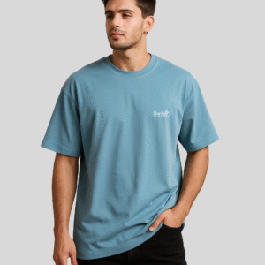 Essential Oversized Round Neck T-Shirt – Sky Blue