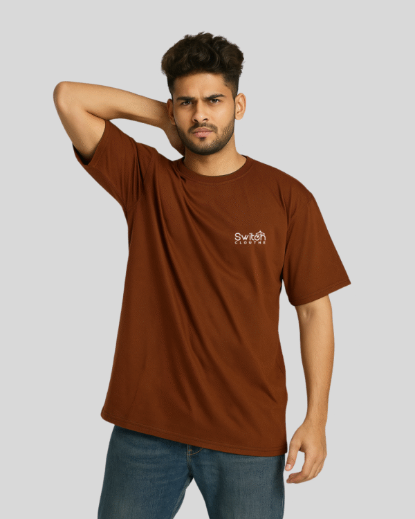 Essential Oversized Round Neck T-Shirt – Rust Brown