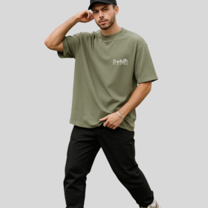 Essential Oversized  Round Neck T-Shirt – Olive Green
