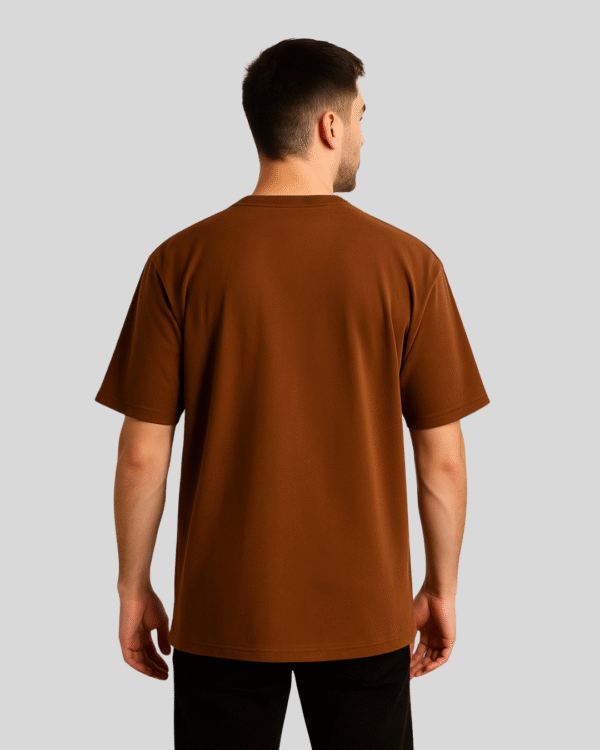 Essential Oversized Round Neck T-Shirt – Rust Brown - Image 2