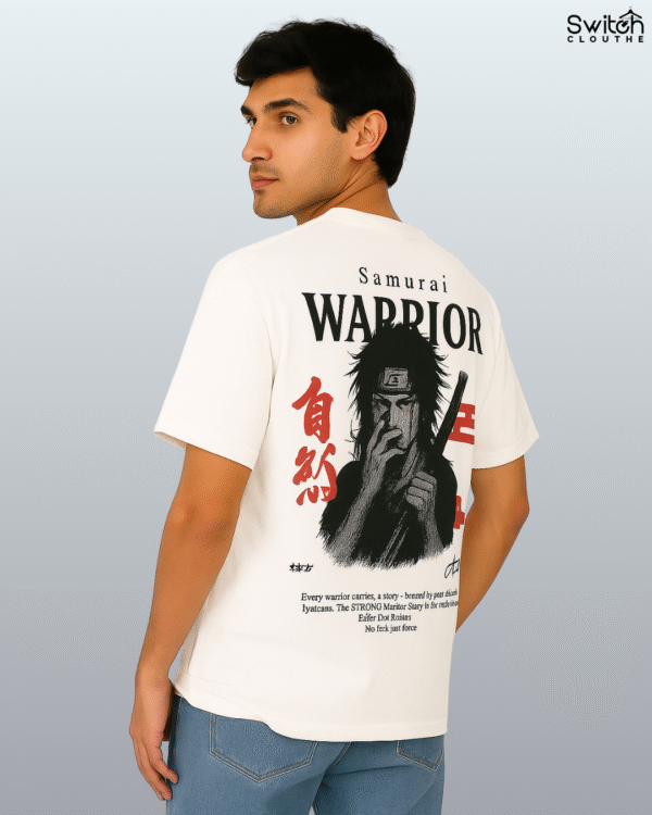 Switch Clouthe“Samurai Warrior” Oversized T-Shirt – Off-White - Image 3