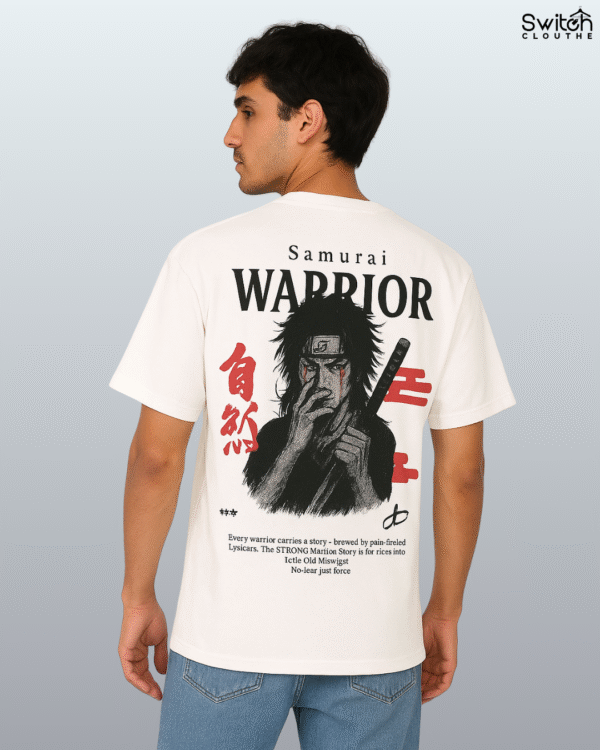 Switch Clouthe“Samurai Warrior” Oversized T-Shirt – Off-White