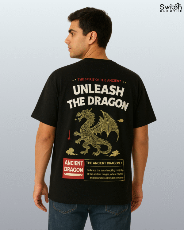 Switch Clouthe “Unleash The Dragon” Oversized T-Shirt – Black
